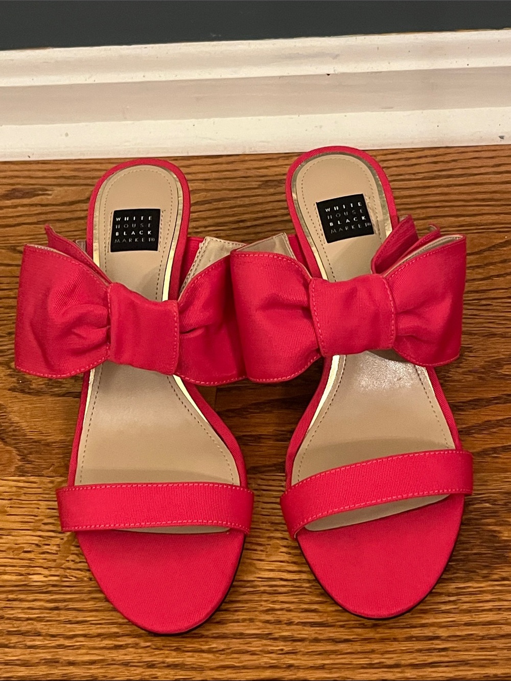 White House Black Market Pink Bow Heeled Sandal Size 8